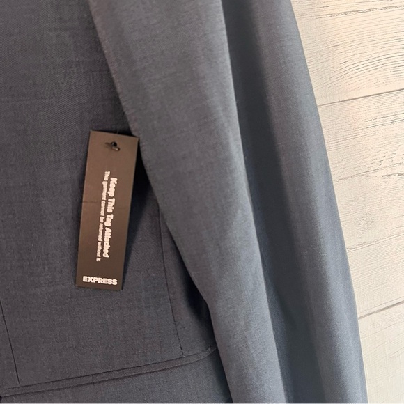 Express Innovation Extra Slim Men's Suit 44RβWool Blend Dusty Blue New with Tags - Picture 3 of 13